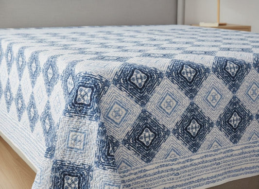 Aegean Tide Geometric Bedsheet Set (95X108 Inches)