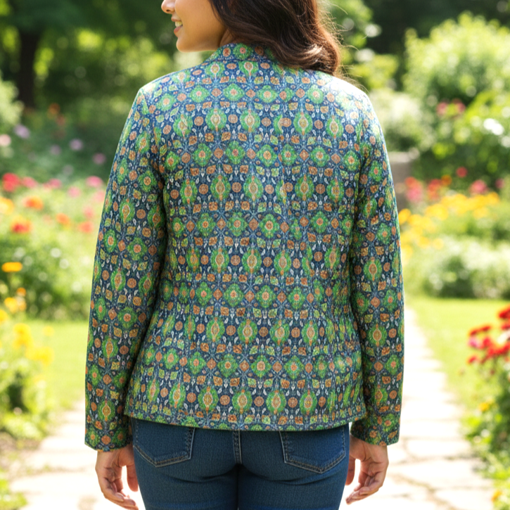 Emerald Mosaic Quilted Jacket for Women