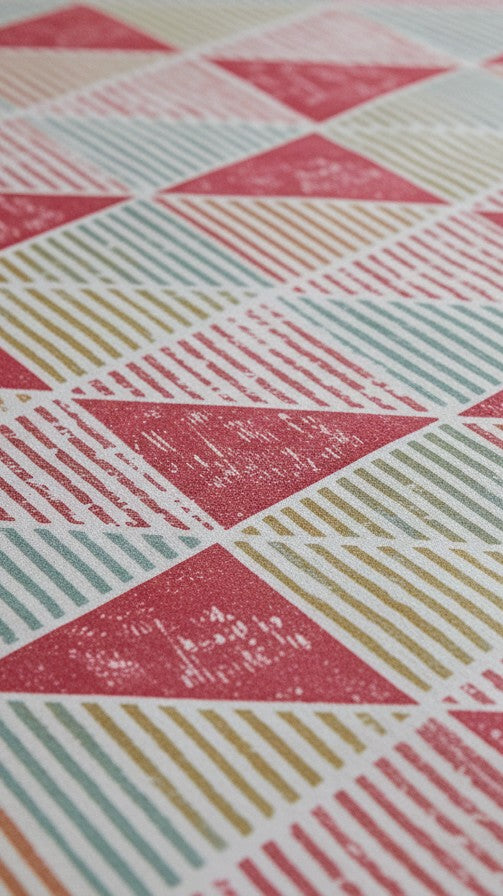 Retro Geometric Triangle Cotton Bedsheet Set- King Size (95X108 Inches)