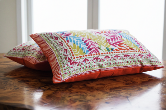 Vibrant Jaipuri Floral Double Bedsheet Set | King Size | 108X108 Inches