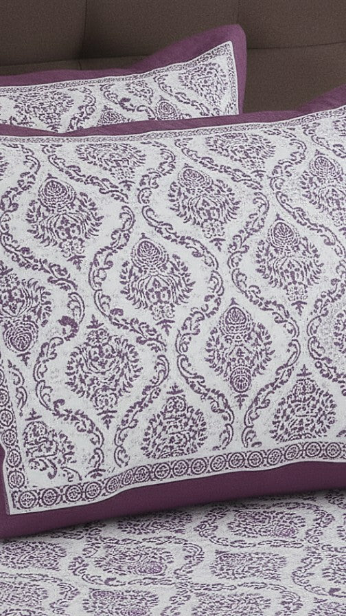 Violet Damask-print bedsheet- King Size (95X108 Inches)