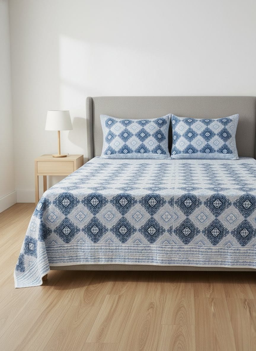 Aegean Tide Geometric Bedsheet Set (95X108 Inches)