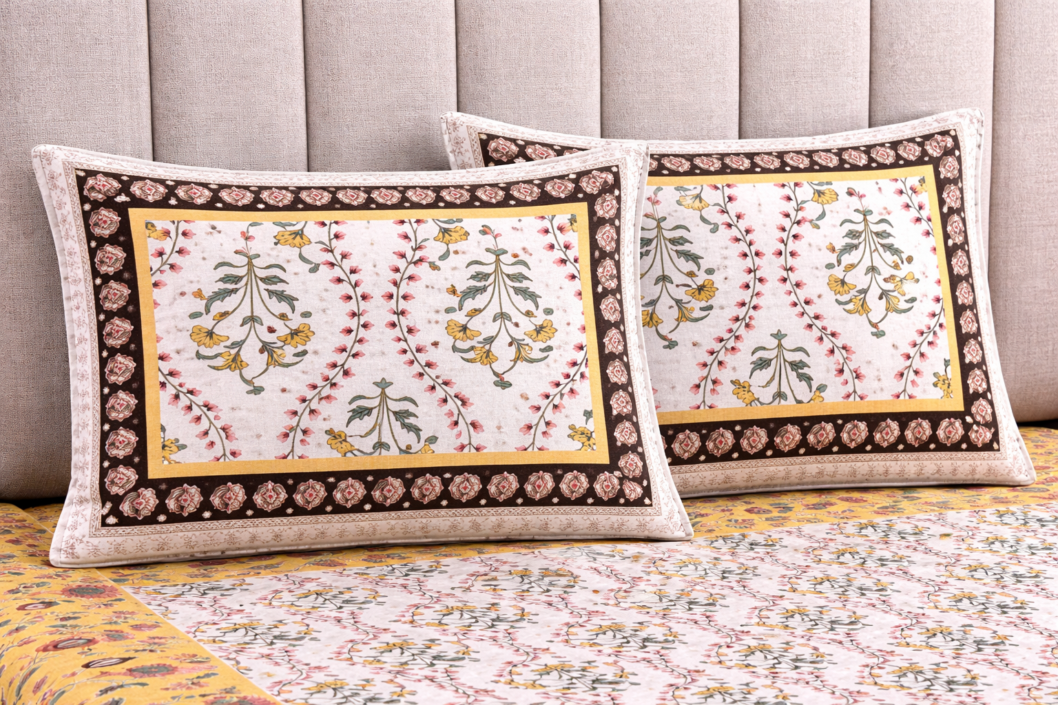 Bird Print Cotton Double Bedsheet King Size Set | King Size 95X108 Inches