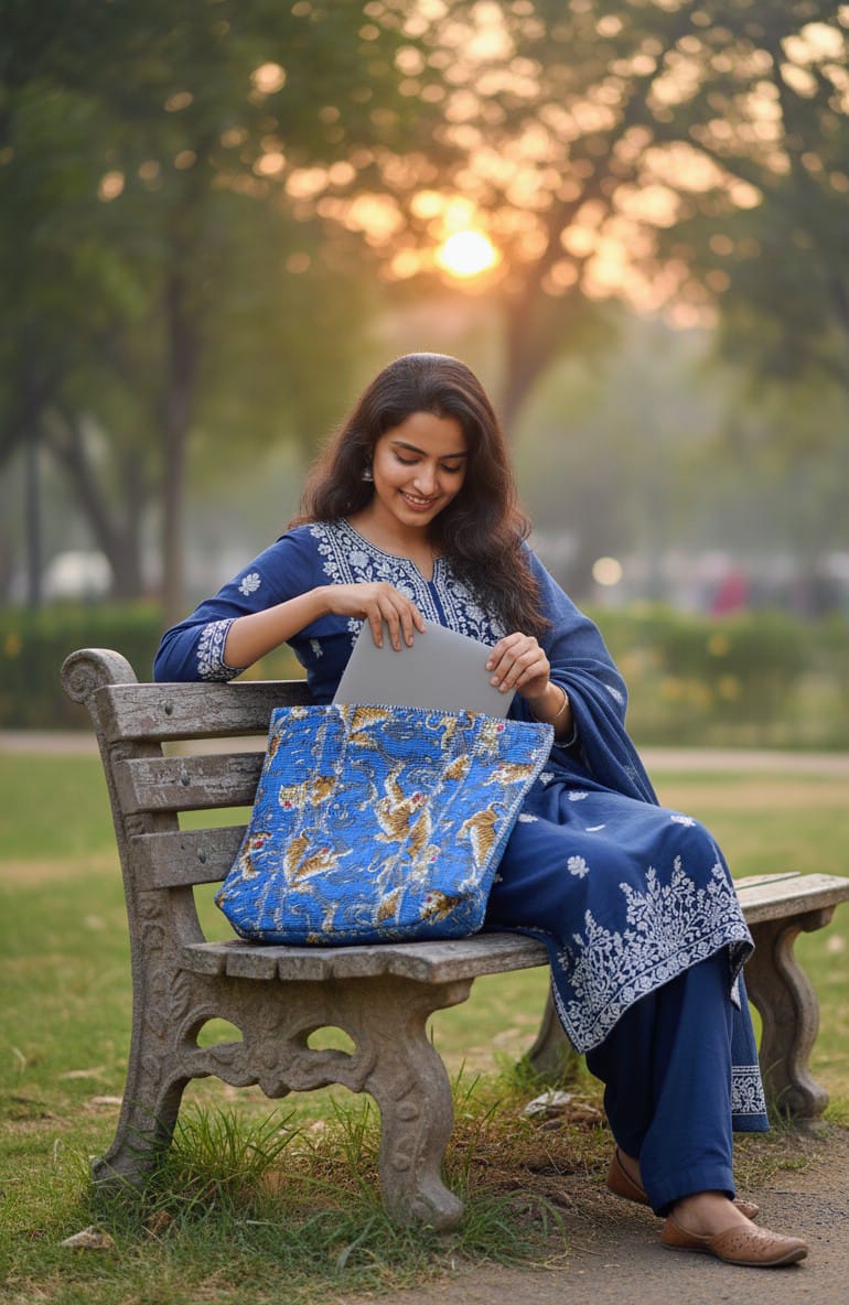 Moonlight Blue Print Tote Bag