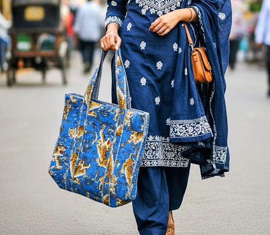 Moonlight Blue Print Tote Bag