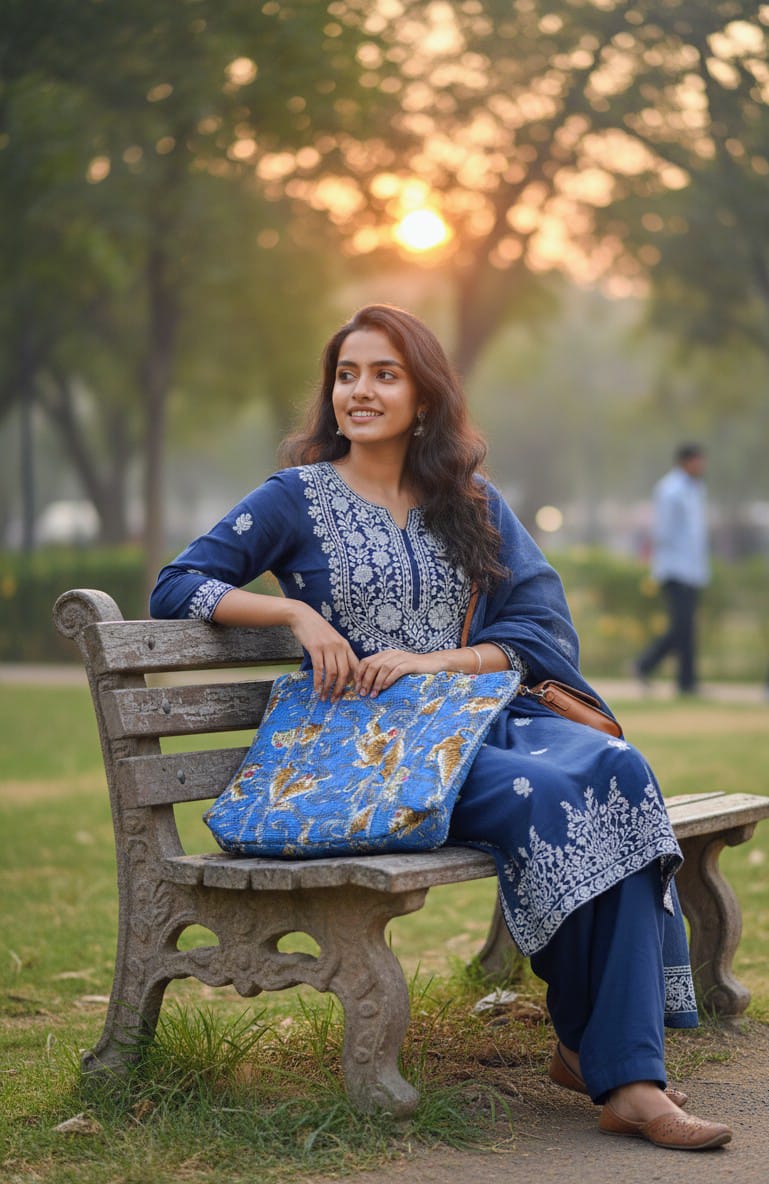 Moonlight Blue Print Tote Bag