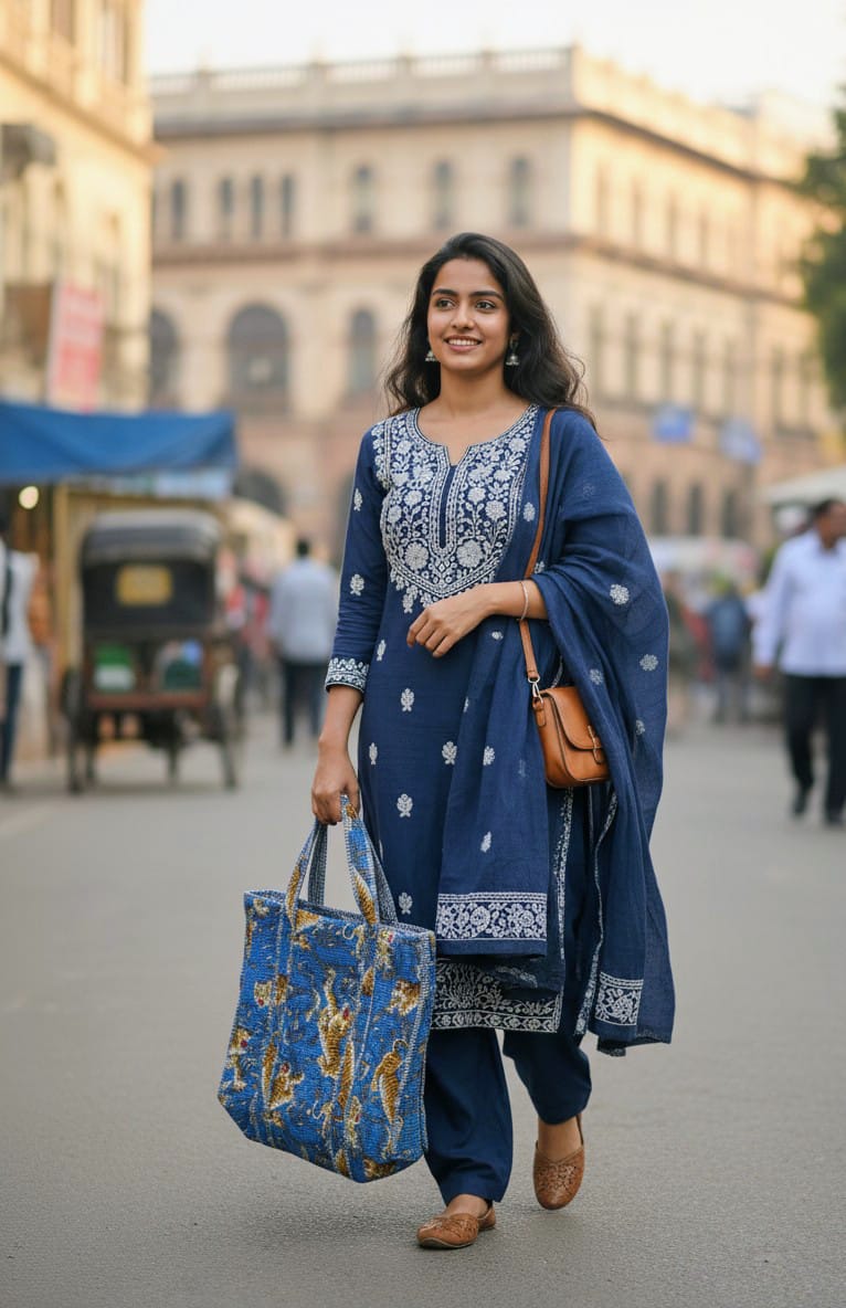Moonlight Blue Print Tote Bag