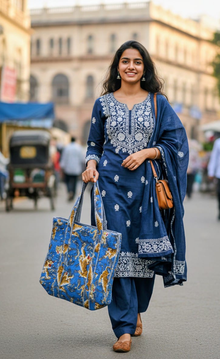Moonlight Blue Print Tote Bag