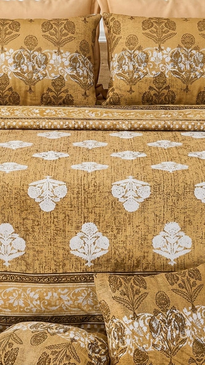 Designer Jute Looklike Cotton Bedsheet- King Size (95X108 Inches)