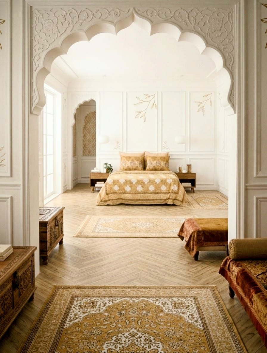 Designer Jute Looklike Cotton Bedsheet- King Size (95X108 Inches)