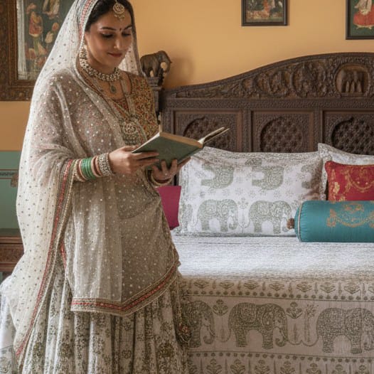 Elephant Heritage Cotton Bedsheet Set (95X108 Inches)