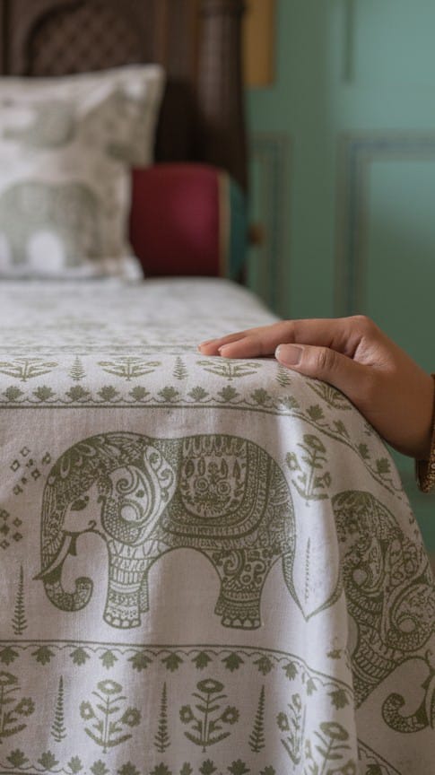 Elephant Heritage Cotton Bedsheet Set (95X108 Inches)