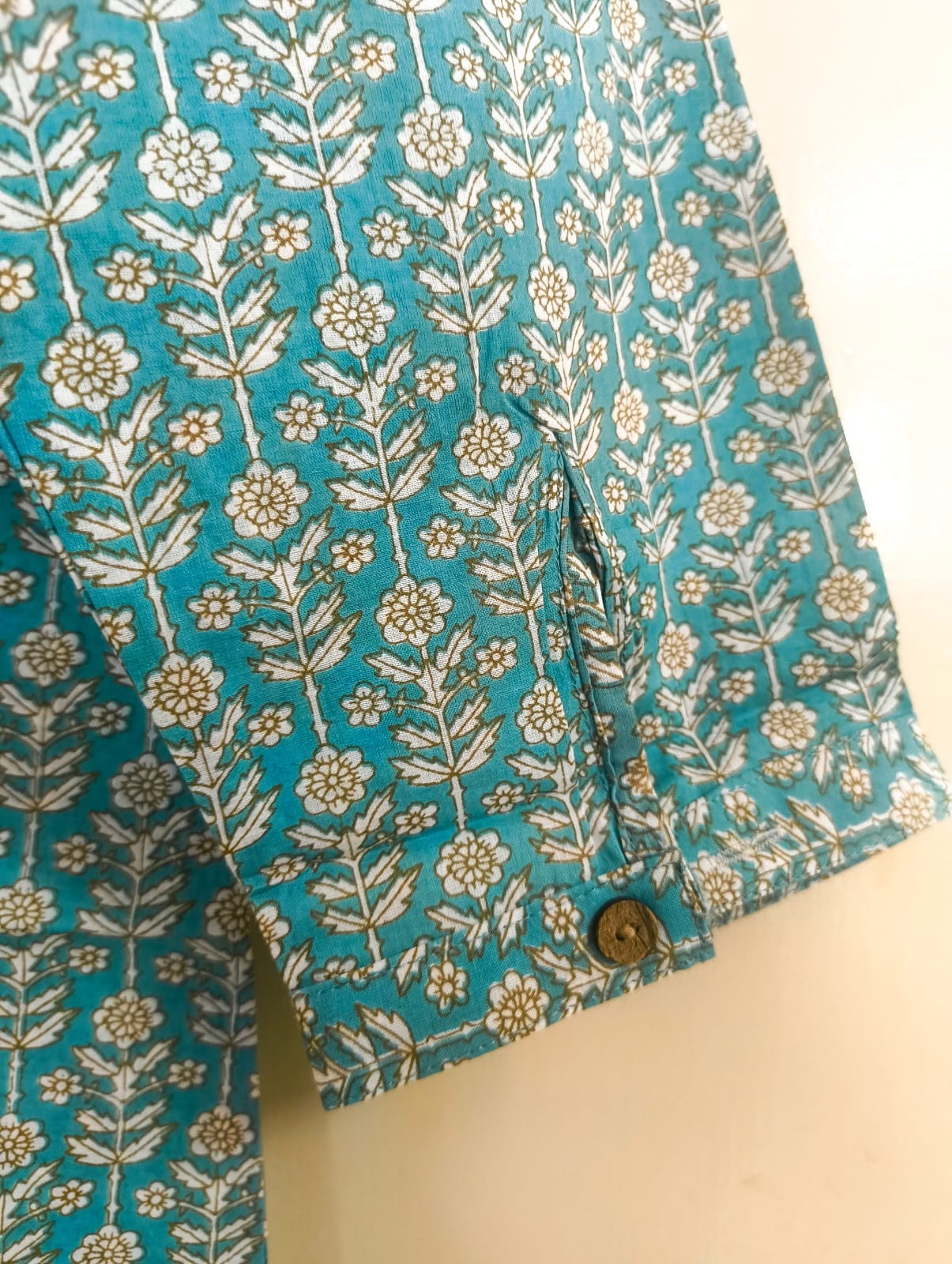 Green Floral Print Women Cotton Shirt