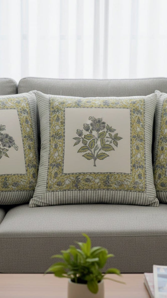 Hand Block Print Cushion Cover Set (Set of 5)