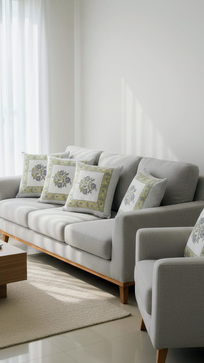 Hand Block Print Cushion Cover Set (Set of 5)