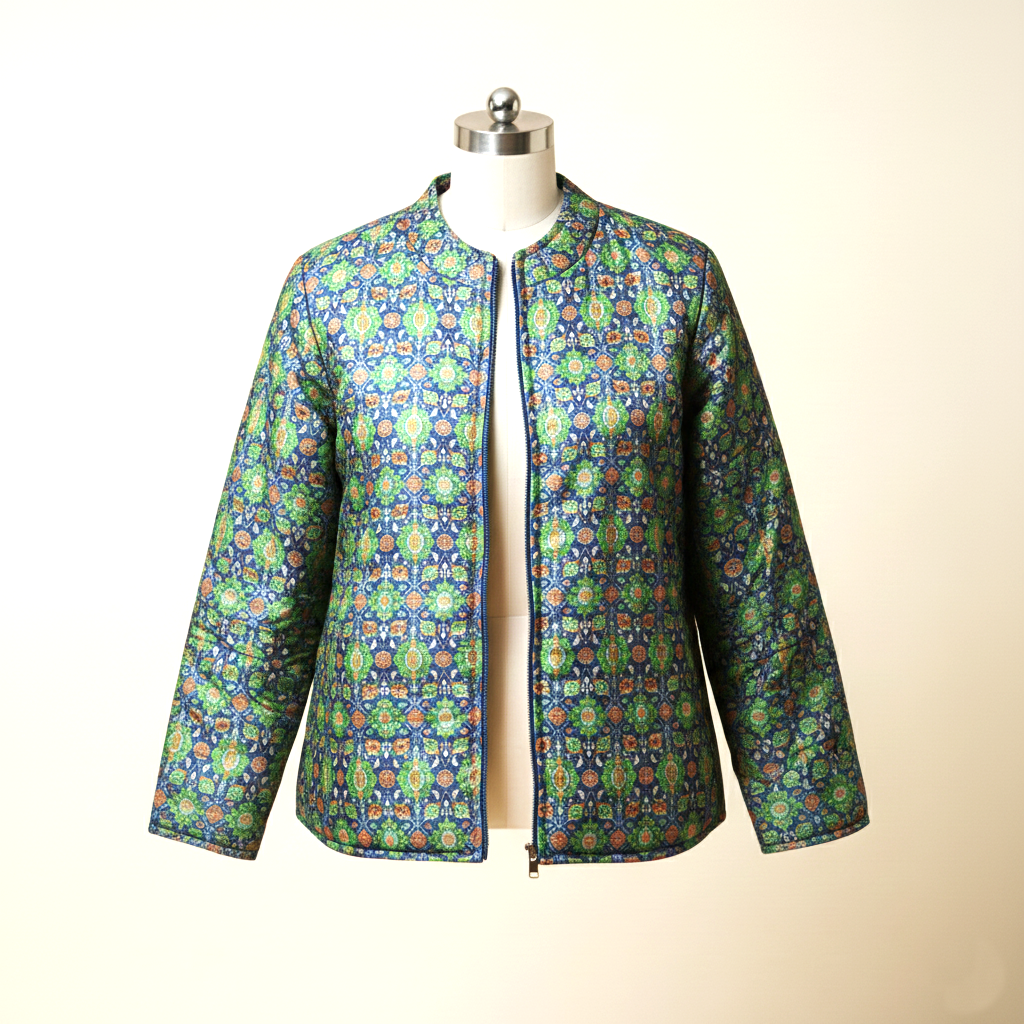 Emerald Mosaic Quilted Jacket for Women