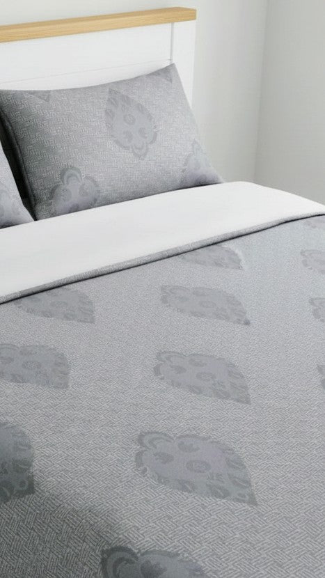 Grey Jacquard Premium Cotton Bedsheet Set - King Size (108 X 108 Inches)