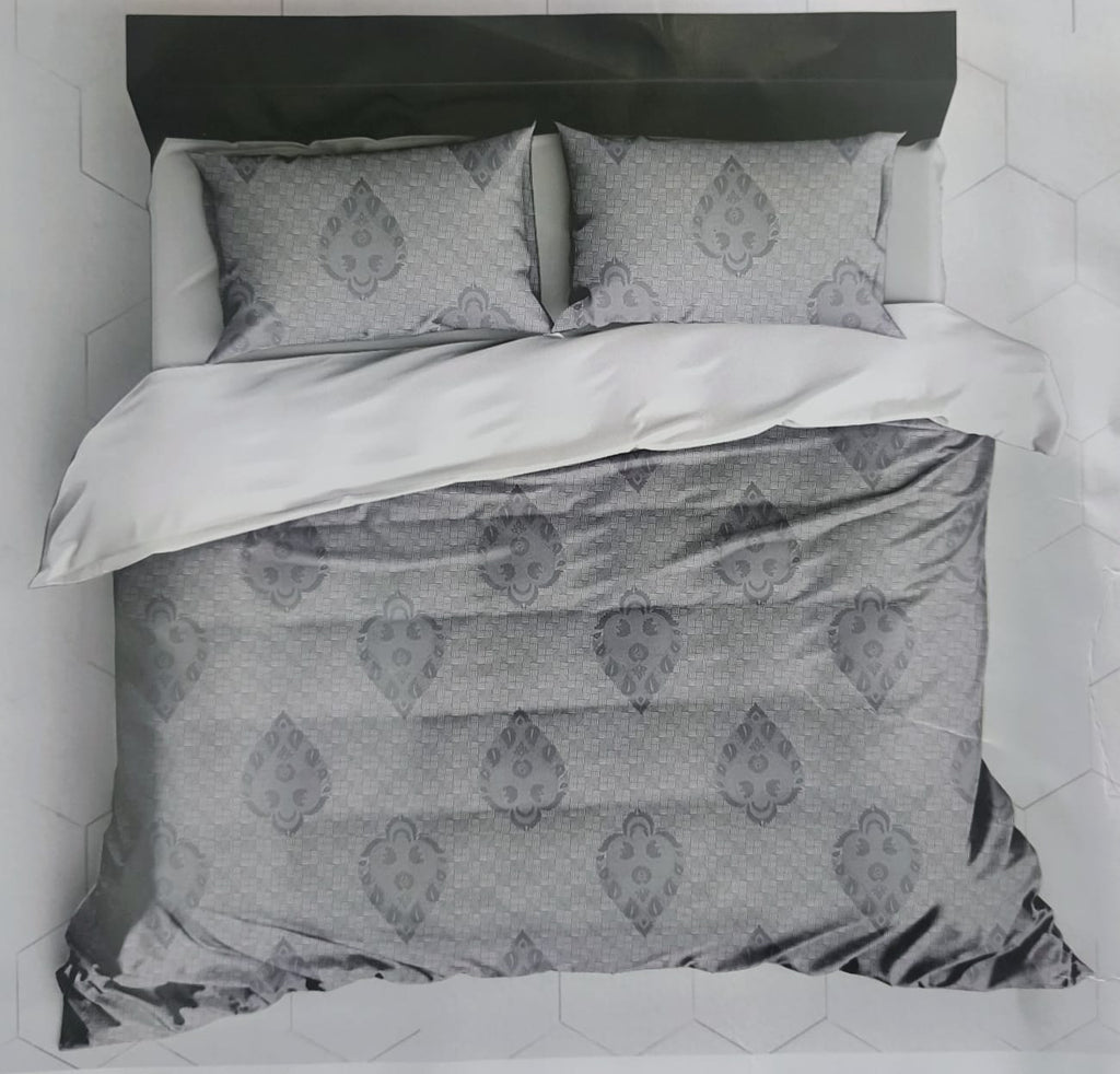 Grey Jacquard Premium Cotton Bedsheet Set - King Size (108 X 108 Inches)