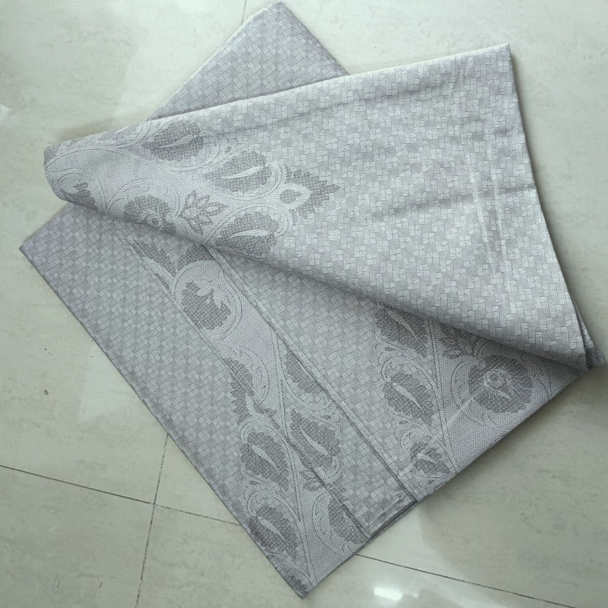 Grey Jacquard Premium Cotton Bedsheet Set - King Size (108 X 108 Inches)