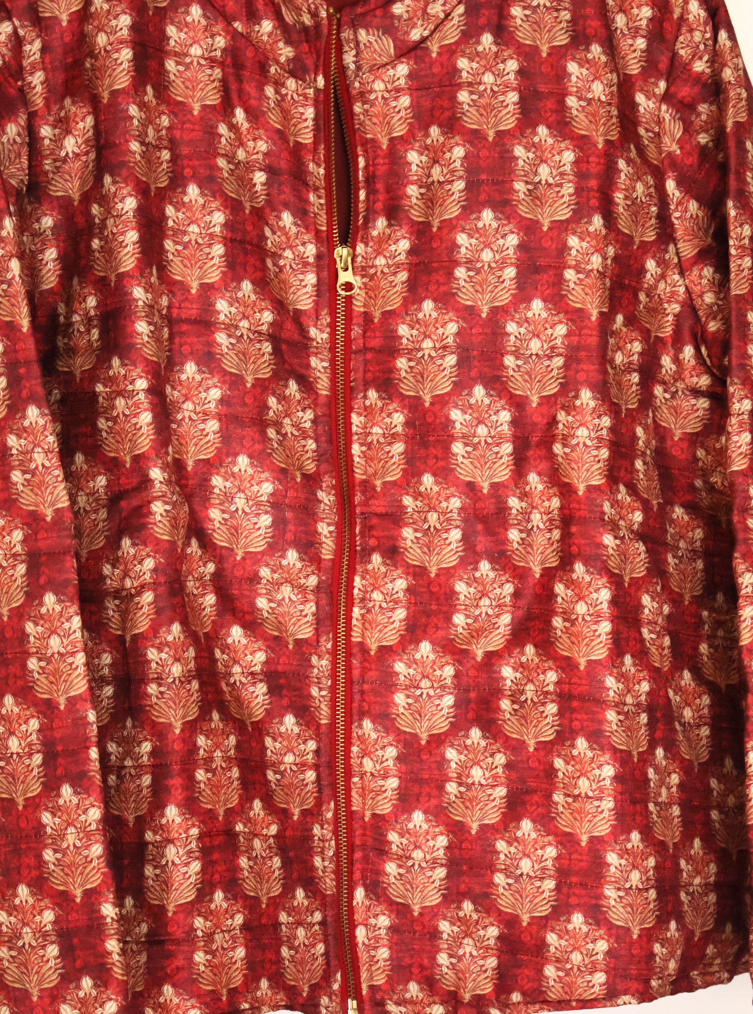 Royal Crimson Heritage Quilted Silk-Blend Jacket for Women