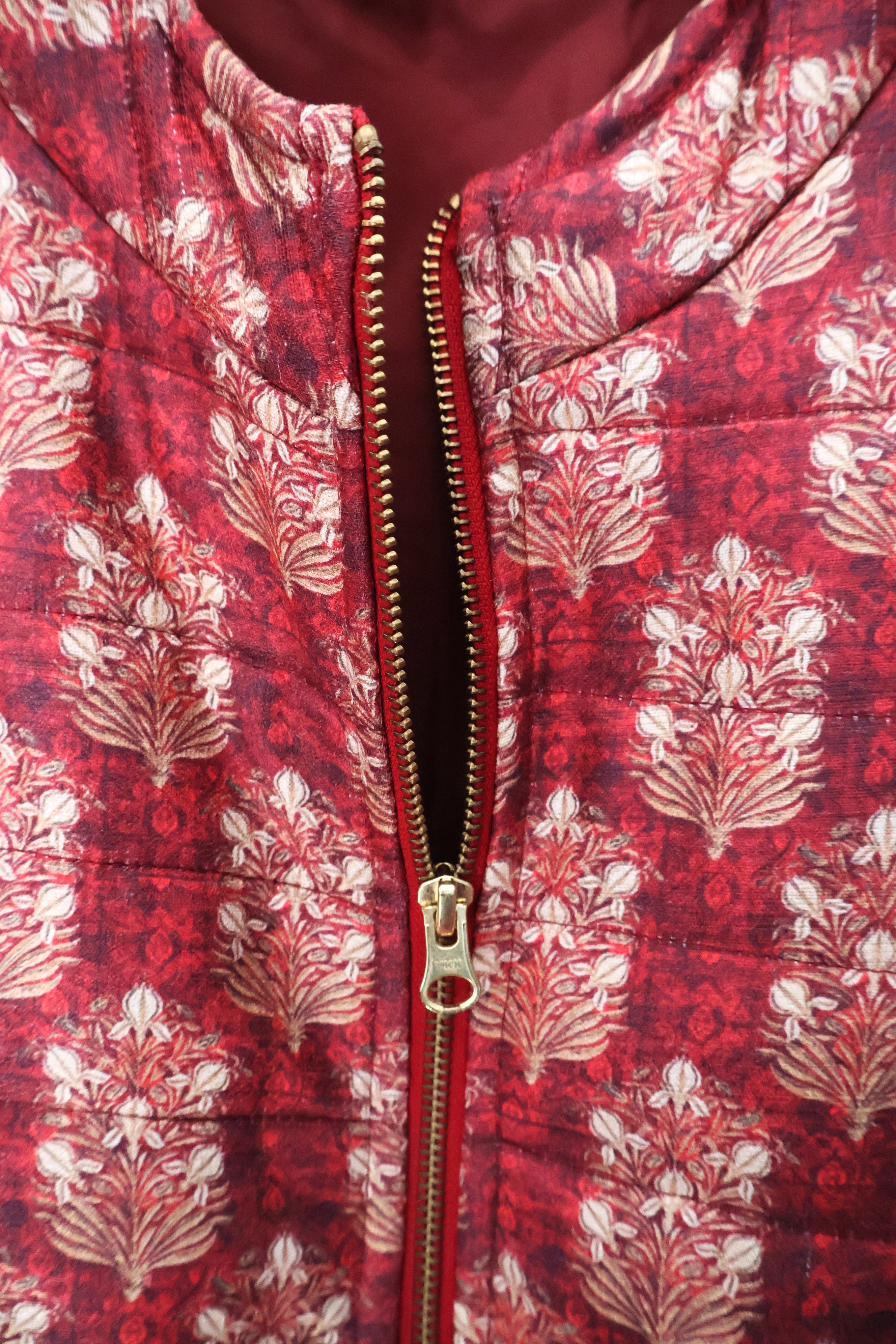 Royal Crimson Heritage Quilted Silk-Blend Jacket for Women