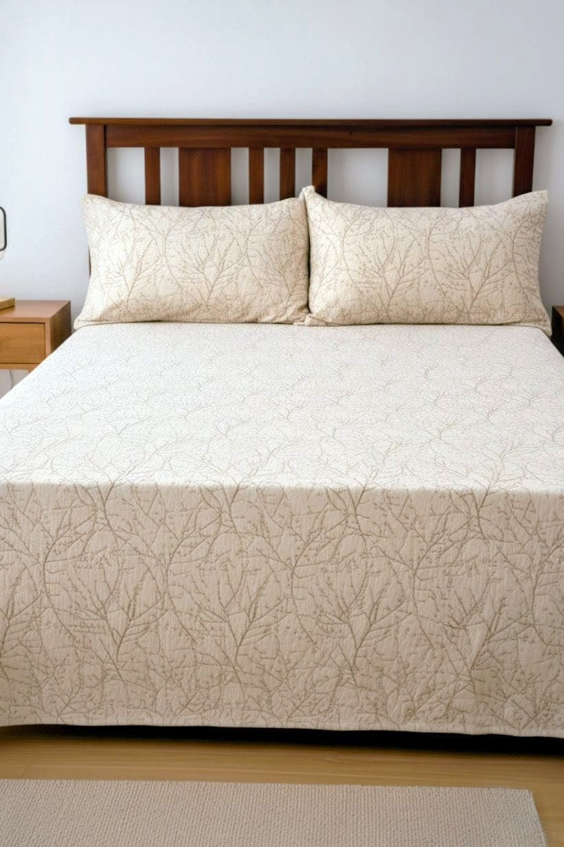 Luxury Botanical Cotton Bedsheet Set | King Size (108*108 Inches)