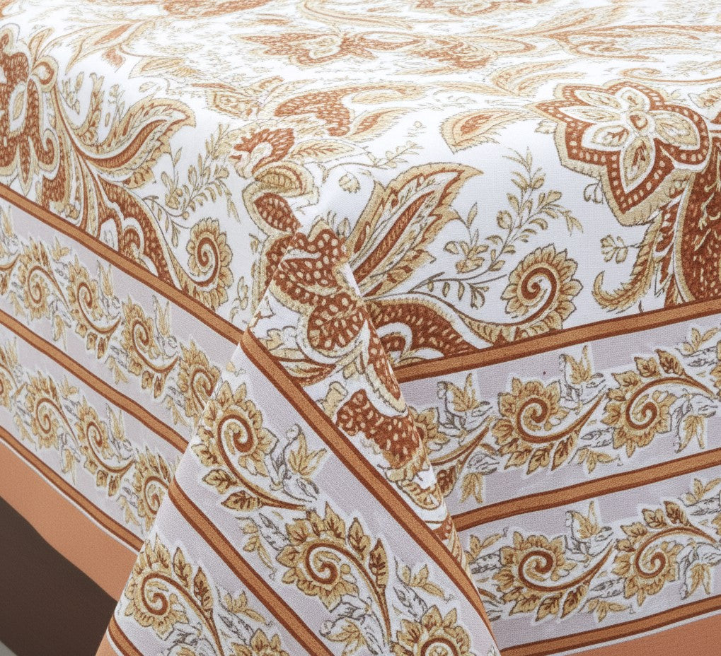 Terracotta Paisley Cotton Bedsheet Set- King Size (95X108 inches)