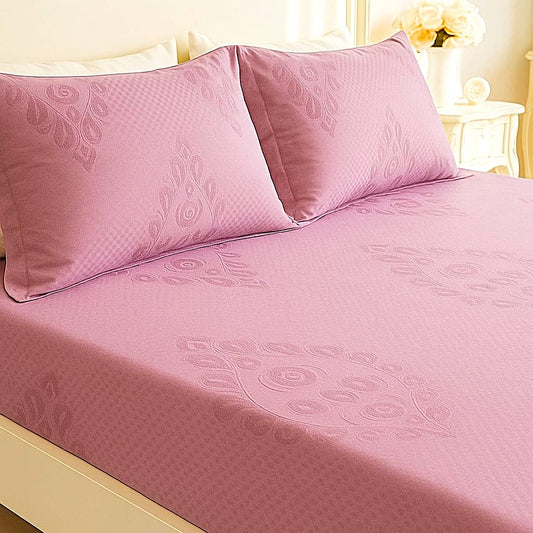 Royal Blush Damask Bedsheet Set (108X108 Inches) | King Size