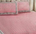 Jaipuri Pink Block Print Bedsheet Set (95 X 108 Inches)