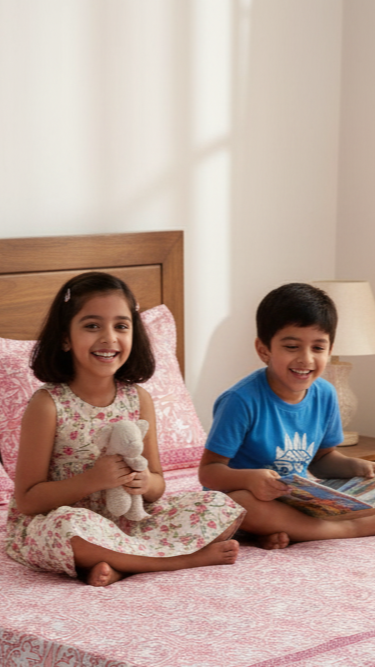 Pink Patterned Double Bedsheet 95X108 Inches