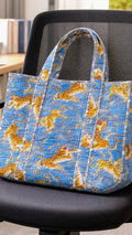 Tiger Print Blue Tote Bag
