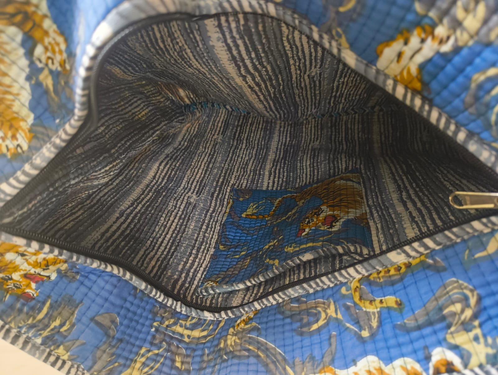 Tiger Print Blue Tote Bag
