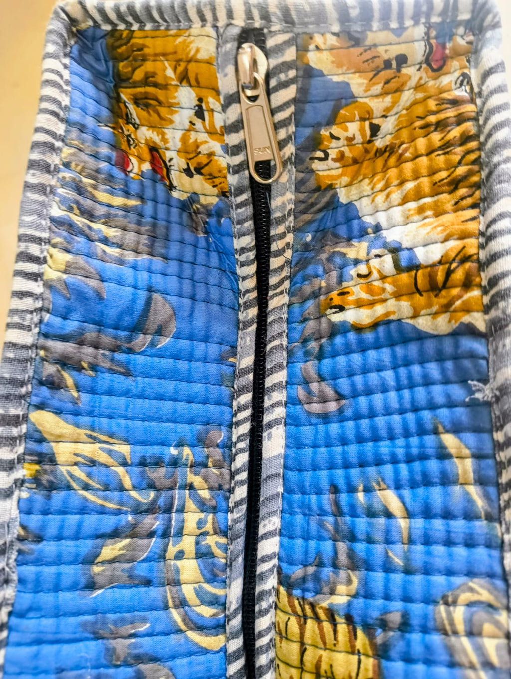 Tiger Print Blue Tote Bag