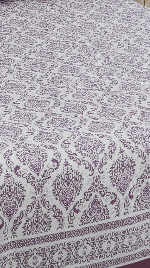 Violet Damask-print bedsheet- King Size (95X108 Inches)