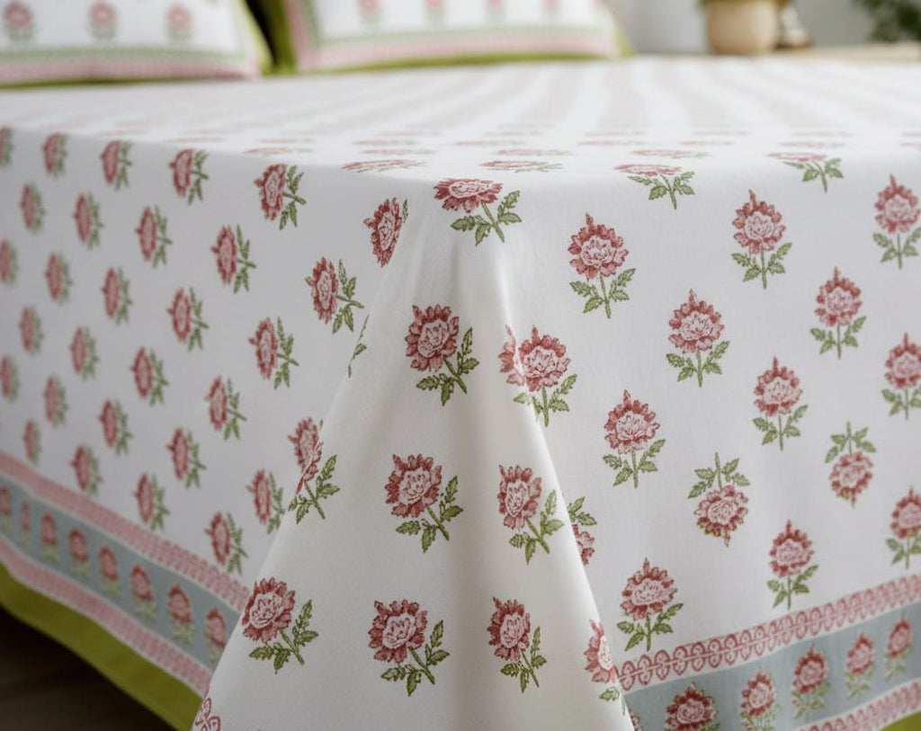 Rosebud Garden Cotton Bedsheet Set- King Size (95X108 Inches)