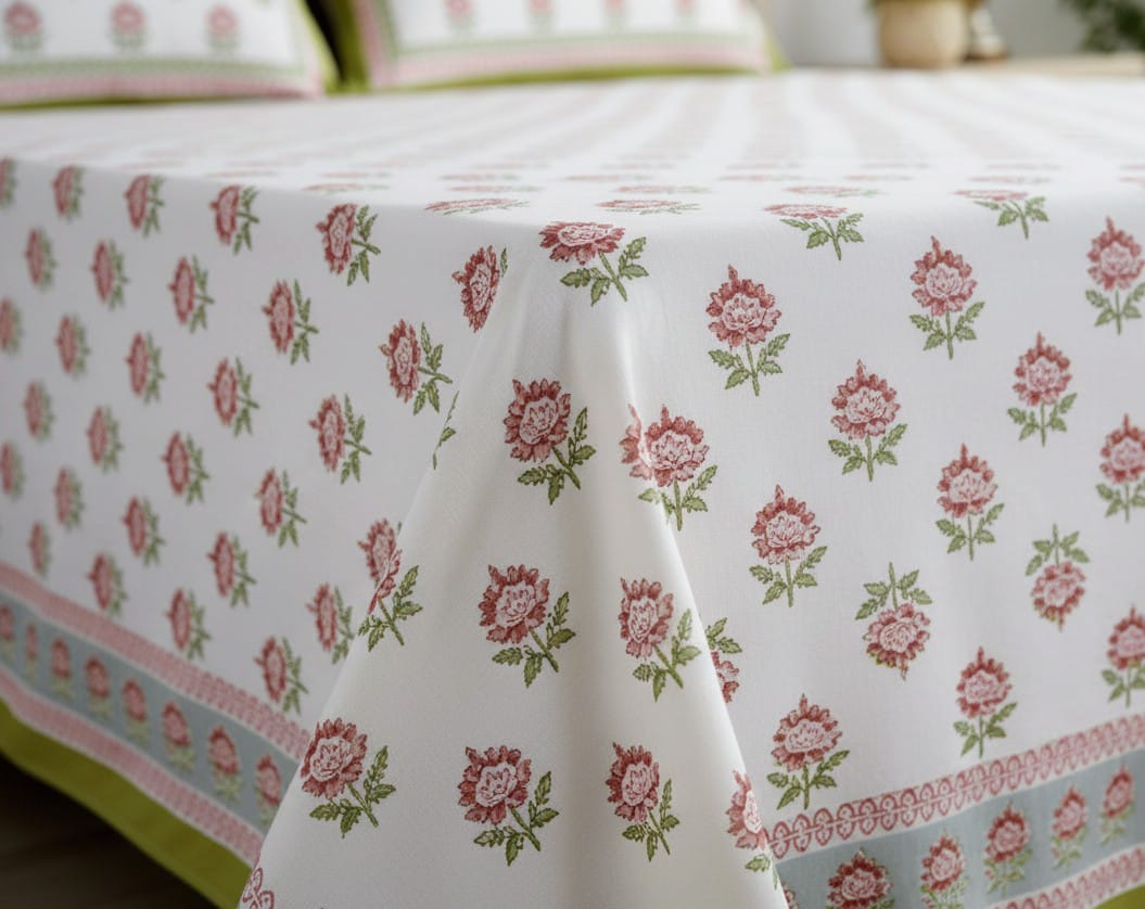 Rosebud Garden Cotton Bedsheet Set- King Size (95X108 Inches)