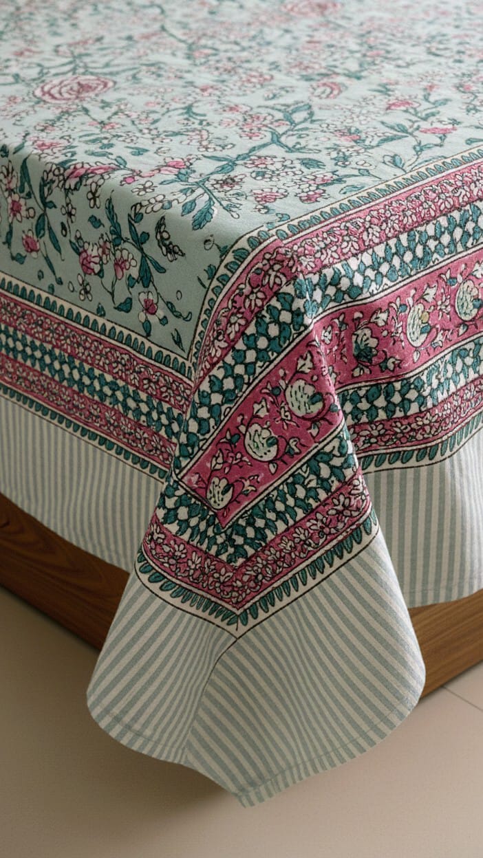 Green Floral Design Double Bedsheet