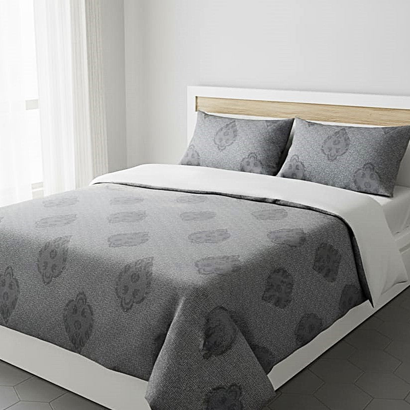 Grey Jacquard Premium Cotton Bedsheet Set - King Size (108 X 108 Inches)