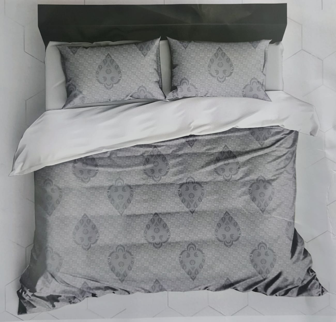 Grey Jacquard Premium Cotton Bedsheet Set - King Size (108 X 108 Inches) - Image 2