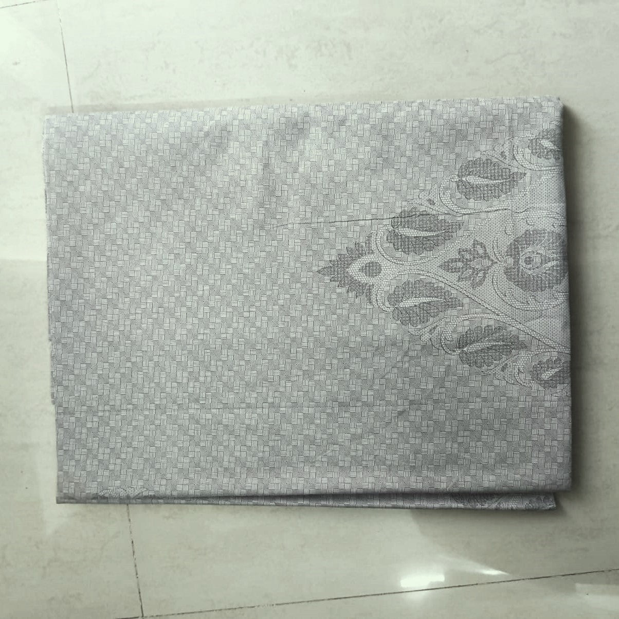 Grey Jacquard Premium Cotton Bedsheet Set - King Size (108 X 108 Inches) - Image 5