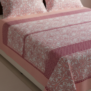 Pink Patterned Double Bedsheet 95X108 Inches